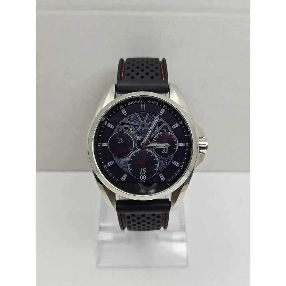 Michael Kors Access Bradshaw MKT5000 DW2C Silver Smartwatch Black Silicone Band